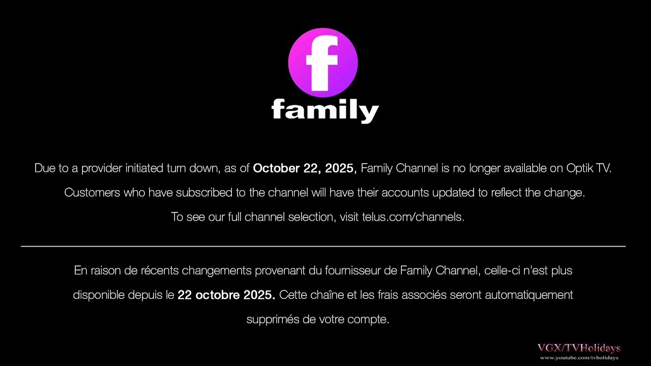 Family Channel Canada, финальное прощание 22 октября 2025 г., R.I.P. 1988-2025