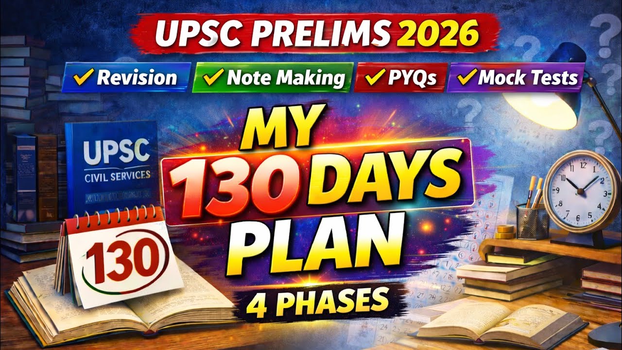 MY 130 DAYS UPSC PRELIMS 2026 PLAN | Self Study Plan | Notes | PYQs | Tests | Revision 