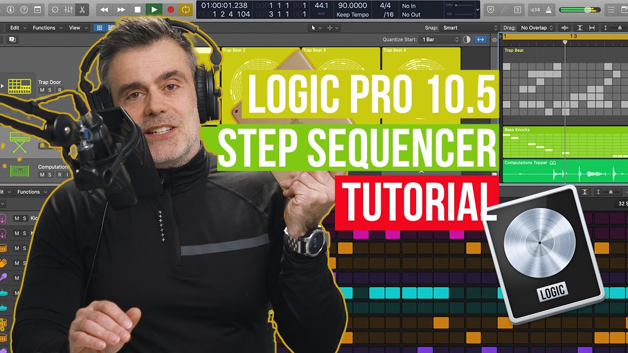 Making your first drum pattern using the new Step Sequencer in Logic Pro X - Four to the Floor!