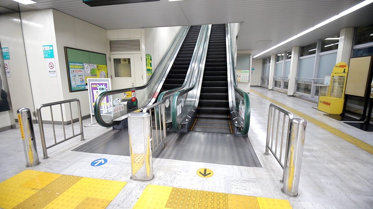 【逆走防止ブザー作動】住吉駅（R01）　降りエスカレーター　三菱製