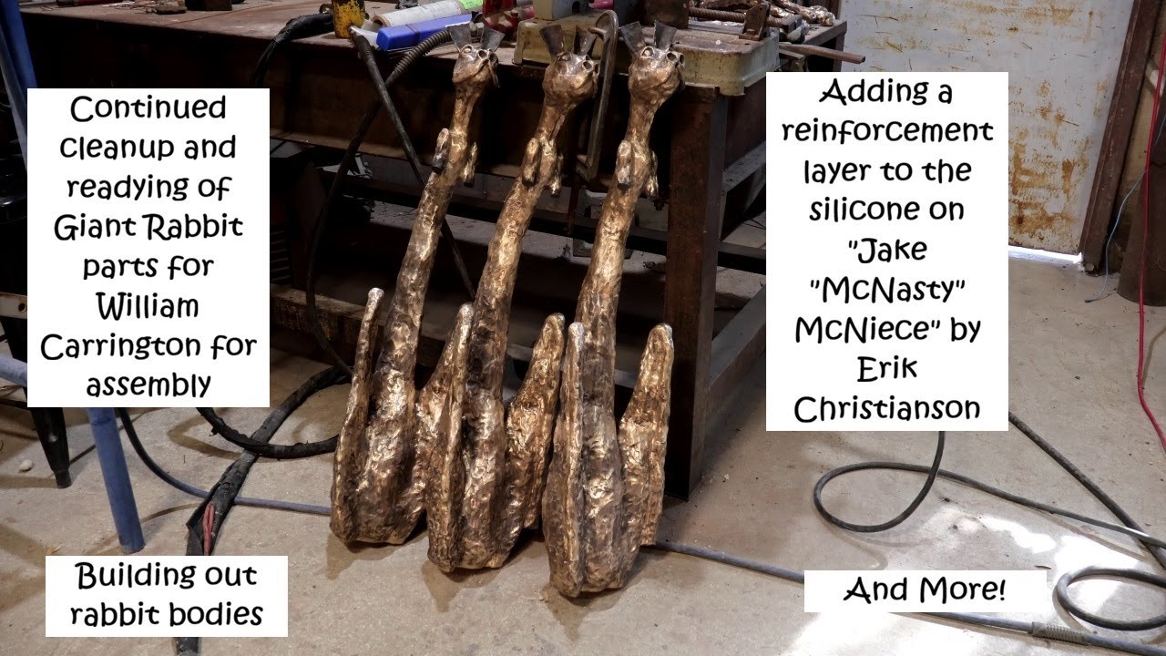 January 22, 2026 - Continued cleanup of Giant Rabbit parts, adding reinforcement layer in silicone..