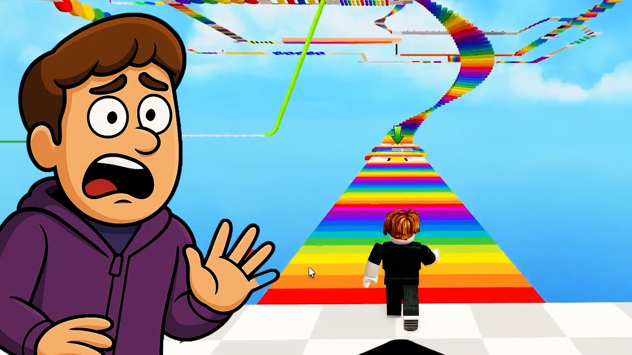 是個大彩虹橋耶也太可怕了吧，隨時都會掉下來耶【Roblox 機械方塊】