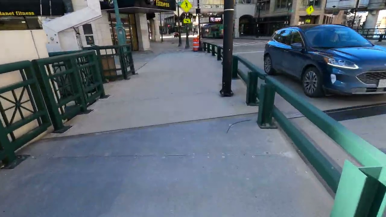 Walking downtown Milwaukee in a cold winter morning. POV Wisconsin Walk