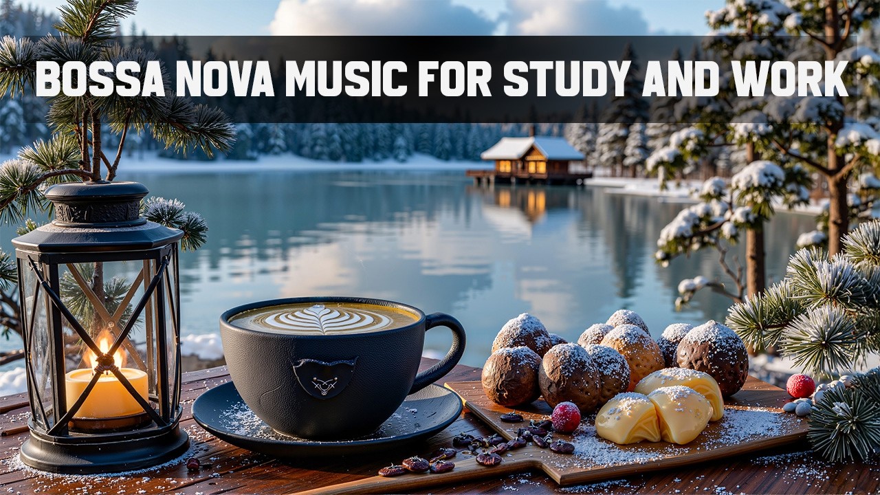 Winter Bossa Nova Jazz ☕ Relaxing Music for Study & Work | Cozy Snow Lake Ambience