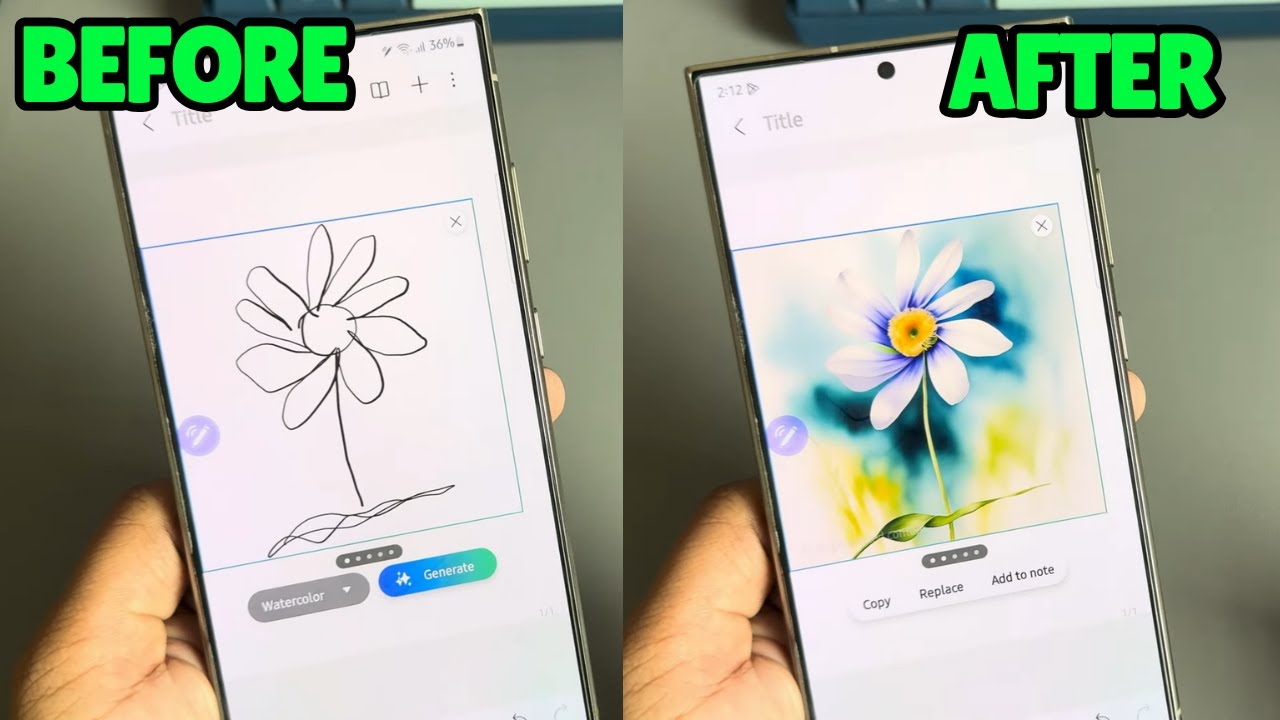 Эскиз в изображение с помощью ИИ Galaxy S24 Ultra