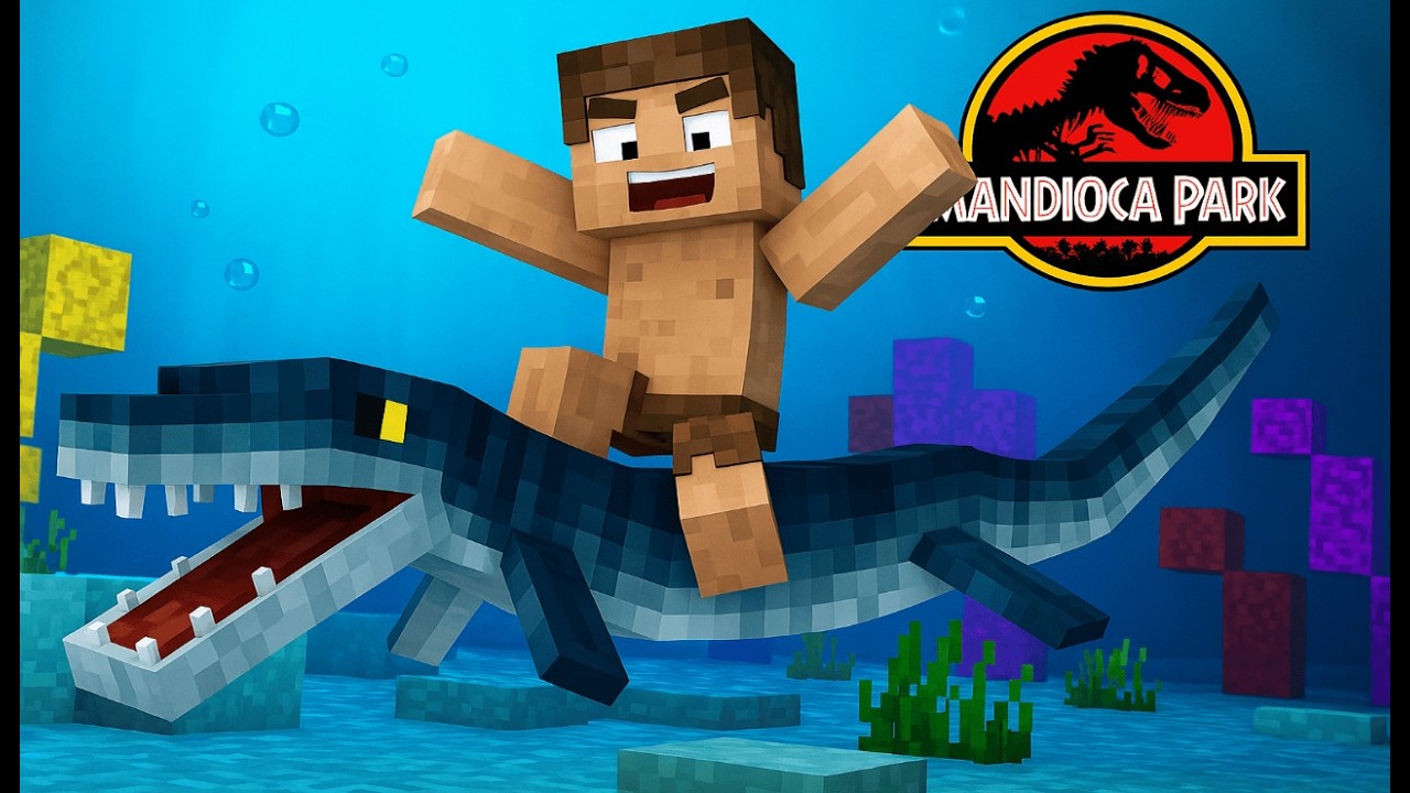 🔥 MEGA JAULA DO MOSASSAURO NO MANDIOCA PARK!! 🦖🌊 (MINECRAFT JURASSIC PARK #16)