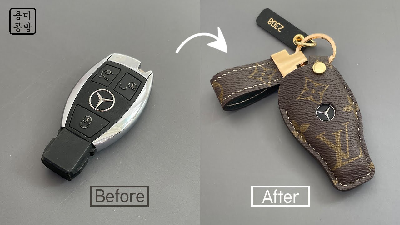 Роскошный футляр для ключей Mercedes-Benz из кожи Louis Vuitton, изготовленный на заказ!