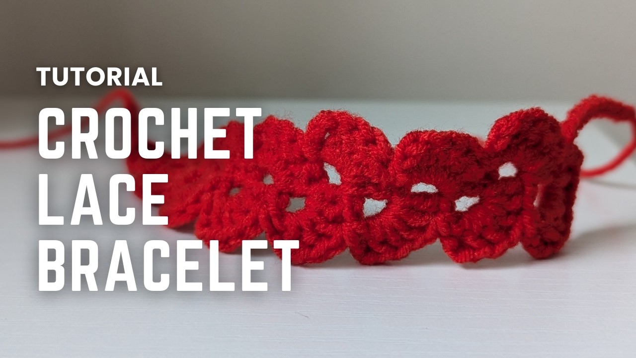 Red Lace Bracelet Tutorial for Beginners | Easy Crochet Bracelet Pattern Step by Step