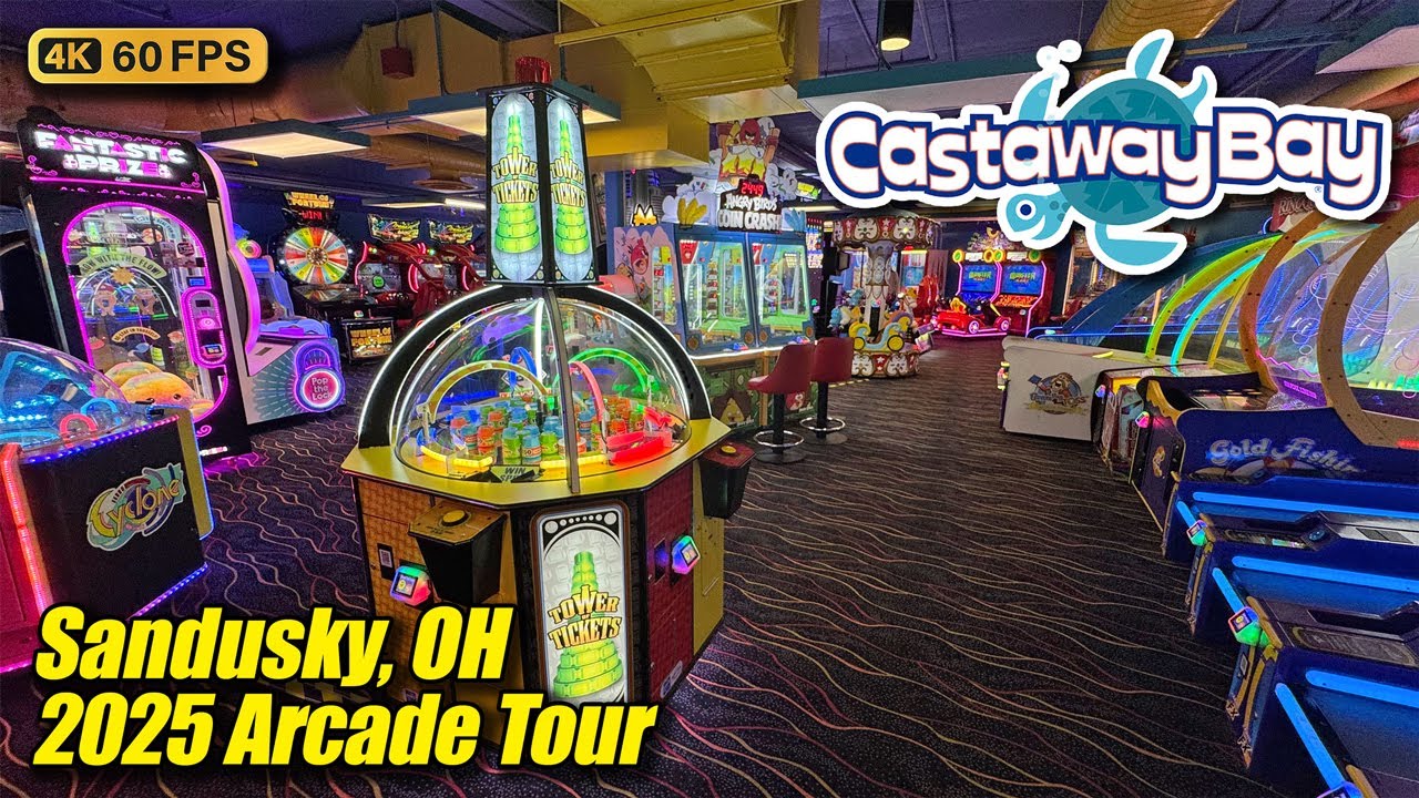 Cedar Point's Castaway Bay arcade tour (Sandusky OH), new April 2025 full 4K walkthrough