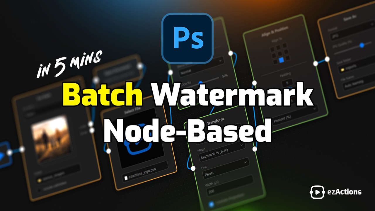 Batch Watermark Photos in Photoshop (Node-Based Workflow) | ezActions