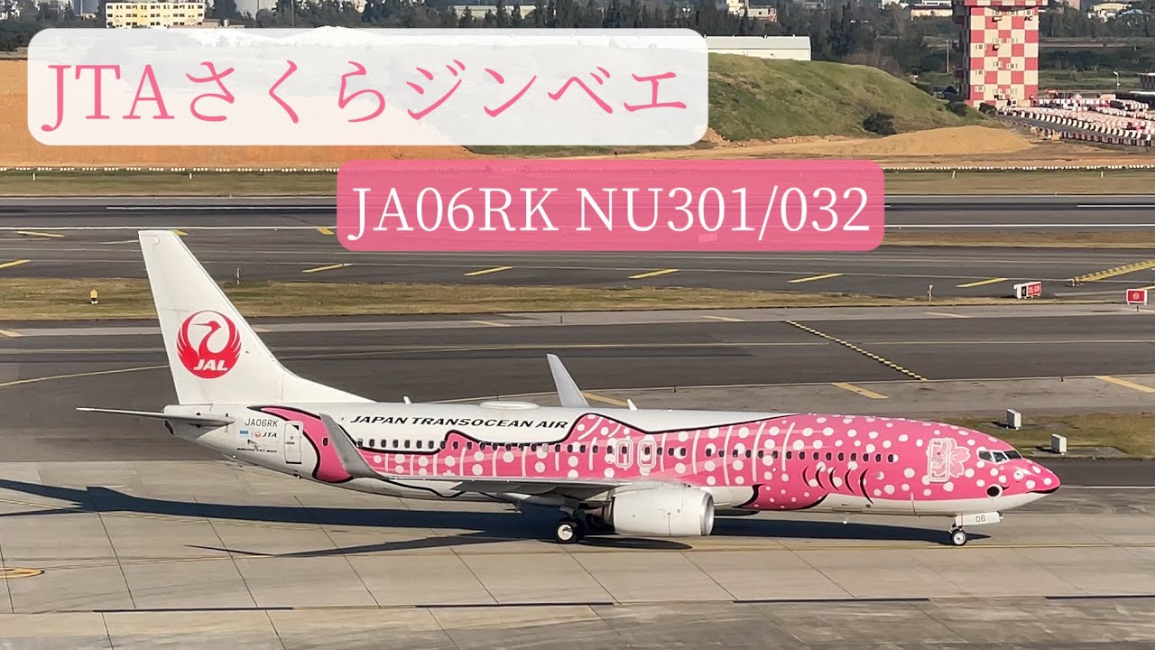 粉紅鯨鯊💖🌸 JTA 日本越洋航空 B737-800「さくらジンベエ」落地～離場