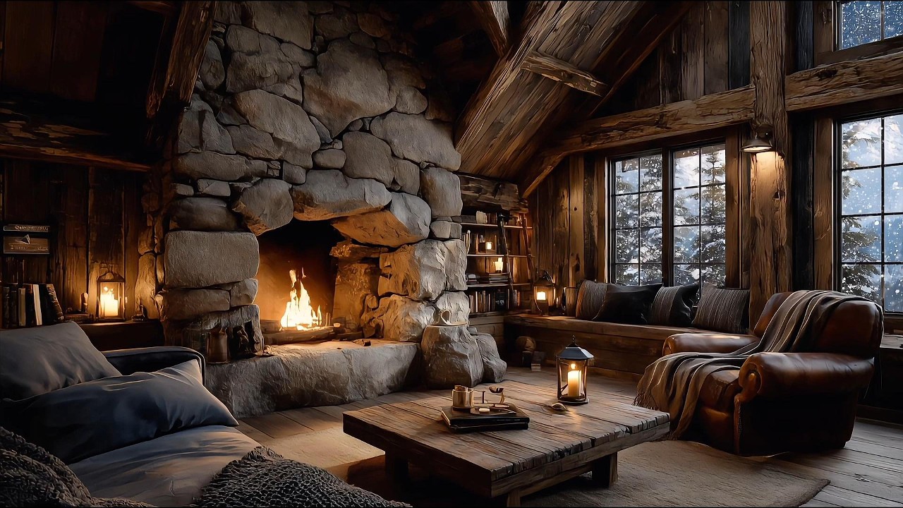 Cozy Mountain Lodge Fireplace in Snowfall ❄️ 3 Hours of Deep Relaxation, Sleep & Calm | Stilllight