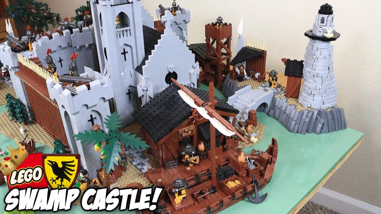 Самодельная модель замка в болоте из набора LEGO «Рыцарь-Ворон» — обновление сборки №2.
