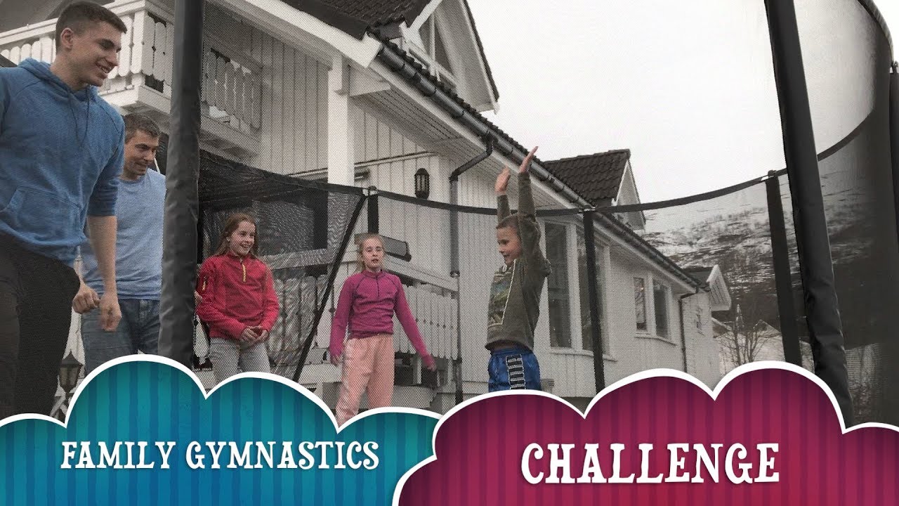 Family gymnastics challenge 😅 -hva skjer når faren vår prøver  backflip?😱😱😄
