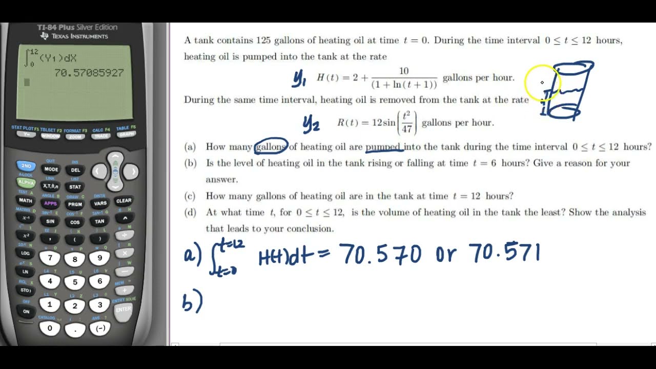 AP Calculus FRQ: Tank Problem with Inflow and Outflow | Net Change, Rates, and Accumulation
