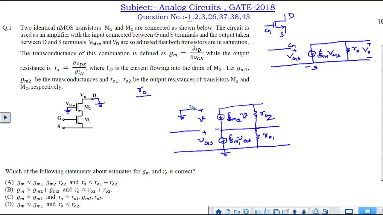 EC Analog Circuits all questions and answers GATE 2018