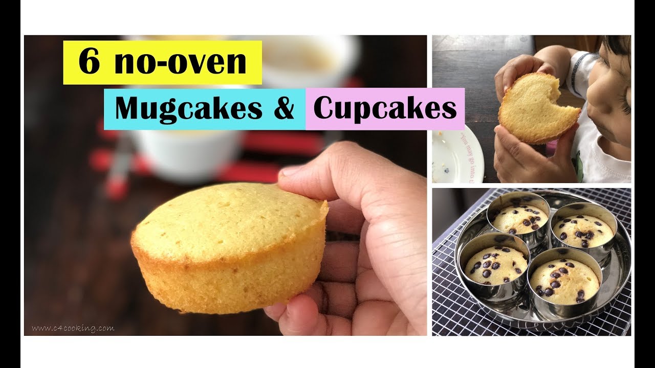 6 SPONGY no-oven MUGCAKES & Katori CUPCAKES (for 1+ toddlers & kids)  cake batter without machine