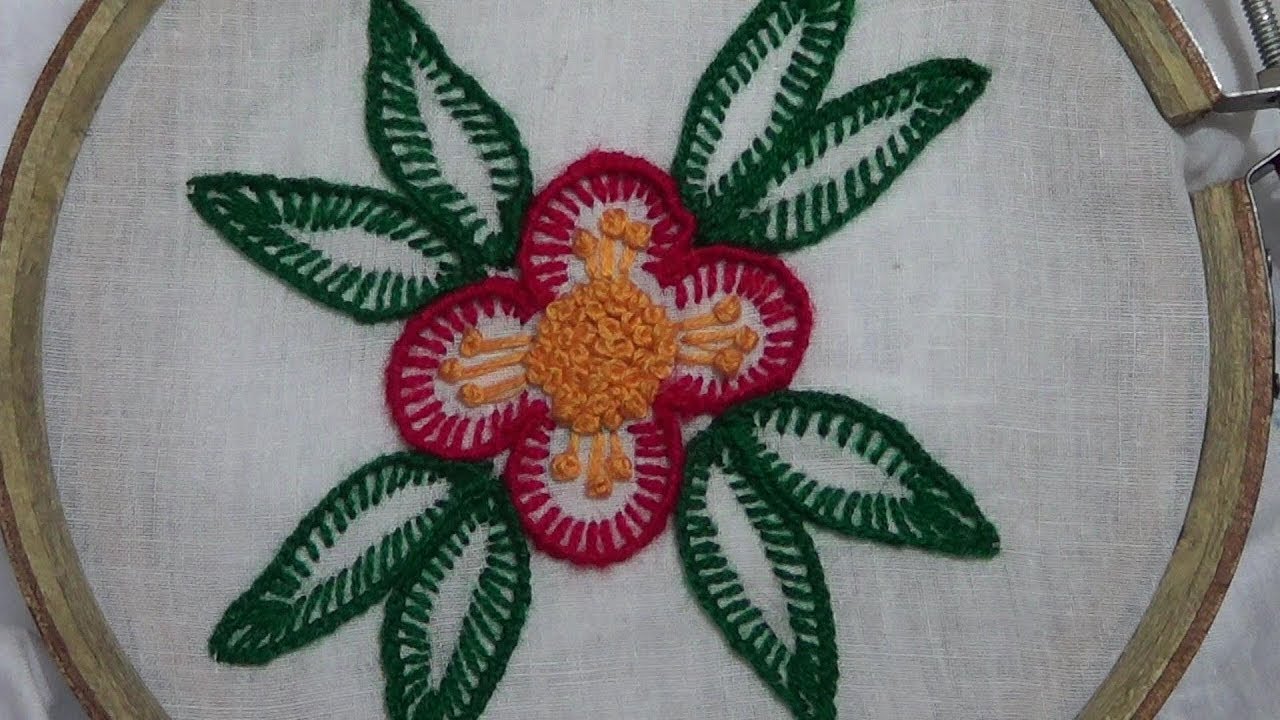 Hand Embroidery Design of Button Hole Ruffle Stitch / Kaj Tanka