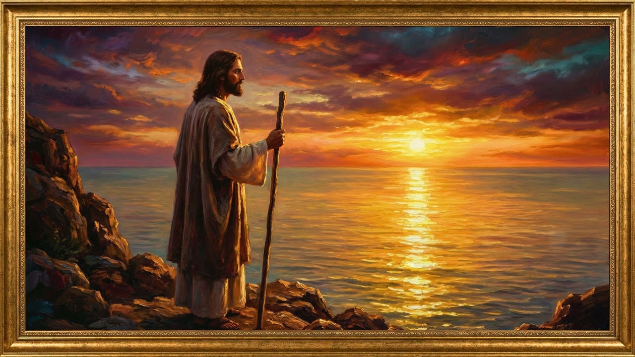 Refúgio no Mar: Pôr do Sol na Galileia com Jesus | Paz e Descanso para a Alma [Quadro Vivo 4K]