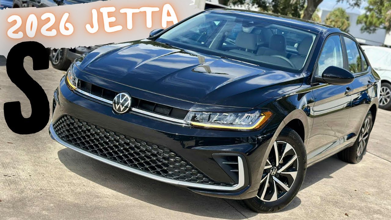 VW Jetta S 2026 года — стильный немецкий седан в базовой комплектации глубокого черного цвета!