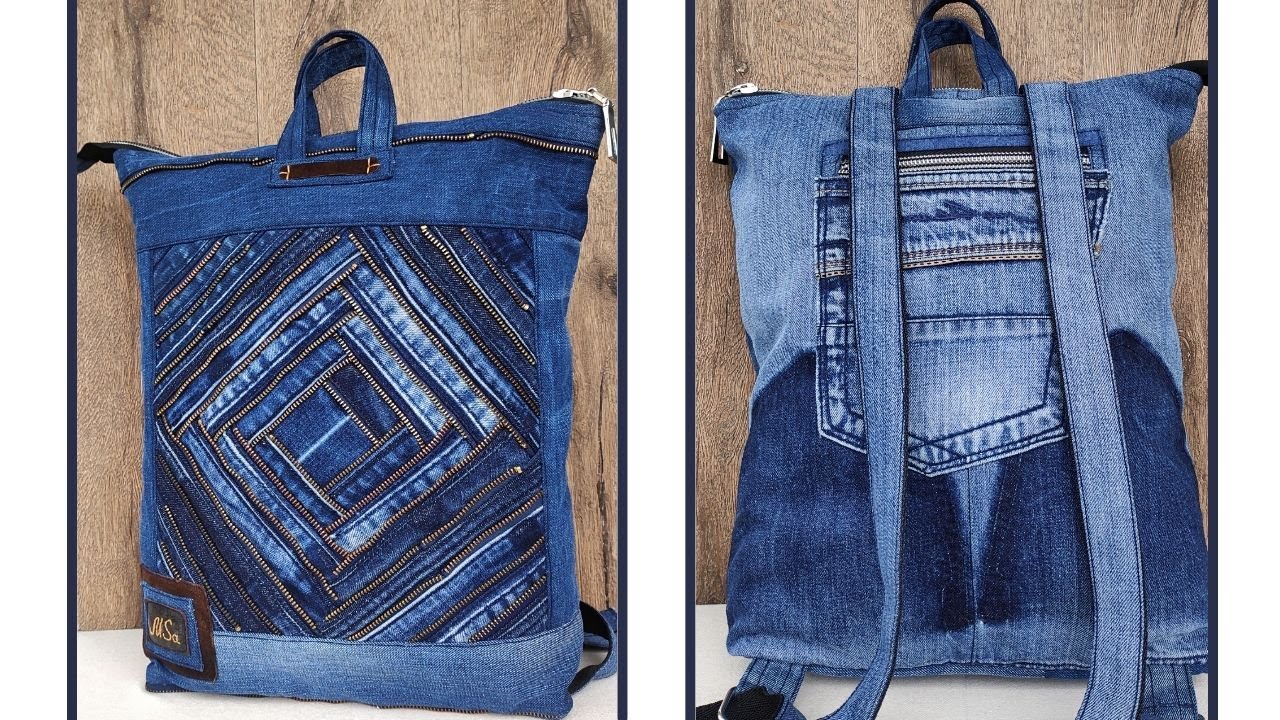 Пошила з блискавок круту сумку - наплічник / oldjeans / patchwork