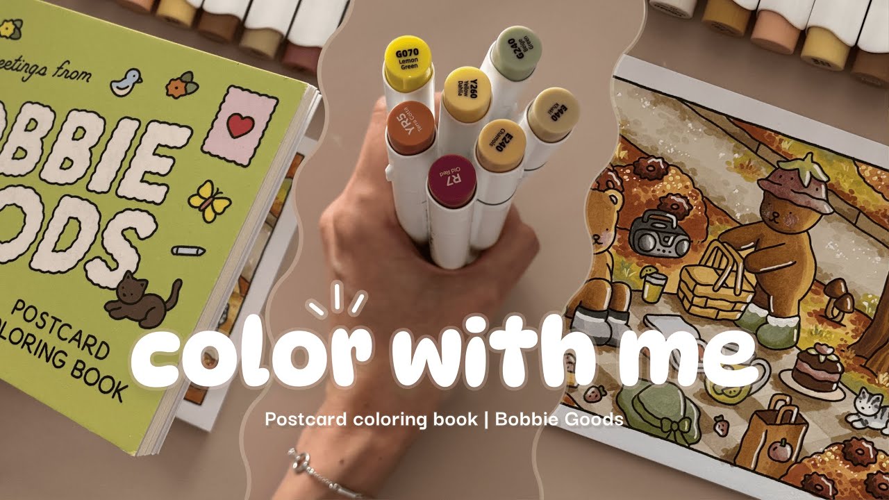 Color With Me | Cozy Autumn Picnic 🌾 | Bobbie Goods Postcard Coloring Book | ASMR