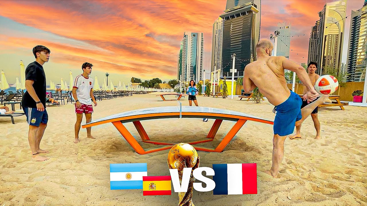 FRANCESES nos RETAN a JUGAR FUTBOL PING PONG en la PLAYA *Argentino VS Franceses*