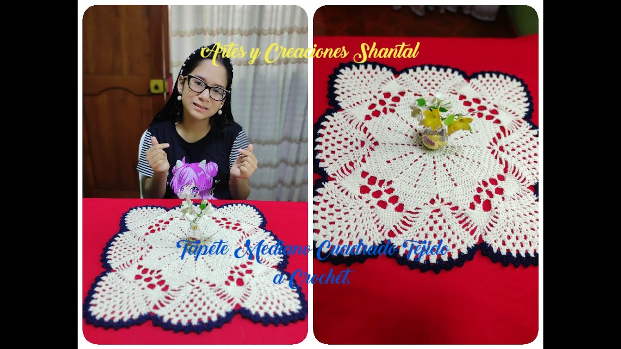 Bello Tapete Cuadrado Tejido a Crochet.