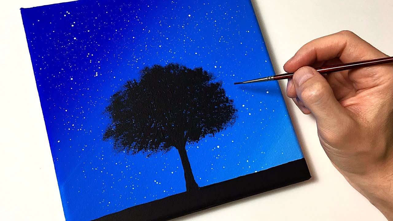Blue Night Sky for Beginners | Easy Acrylic Painting Step by Step