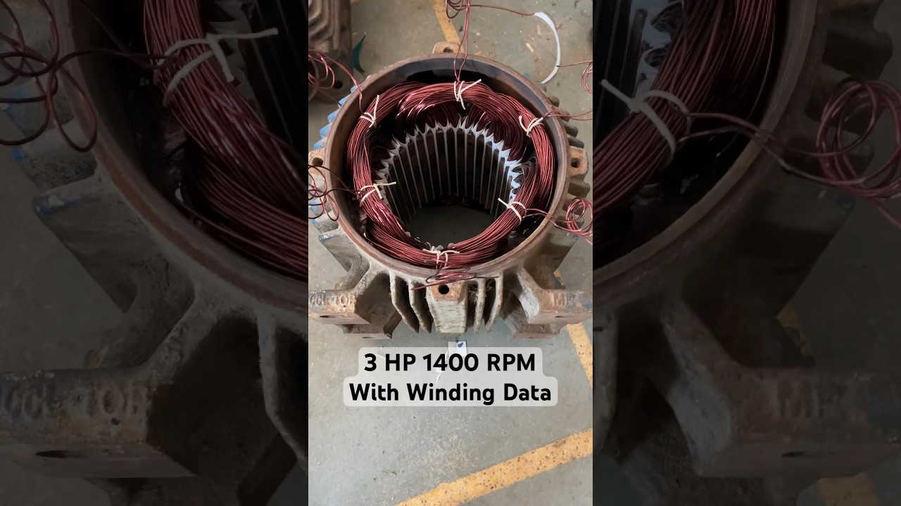 3 HP 1400 RPM motor with full winding data #electricmotor #windingdata #winding #motorconnection