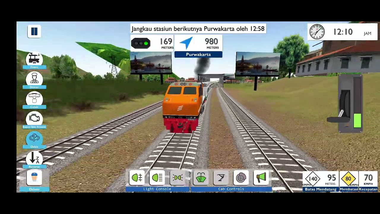Indonesian Train Simulator Orange CC 203 With Argo Bromo Coach From Karawang To Purwakarta