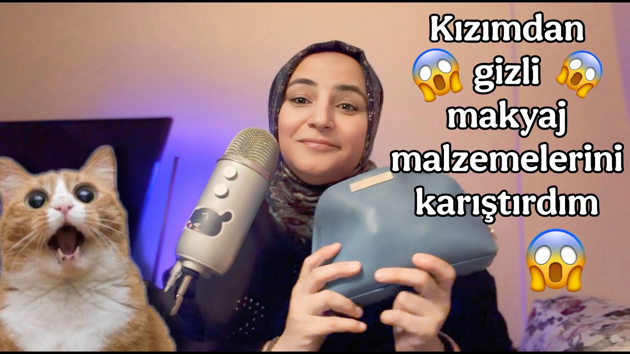 T&uuml;rk&ccedil;e ASMR - Kızımın makyaj malzemelerini ka&ccedil;ırdım!!