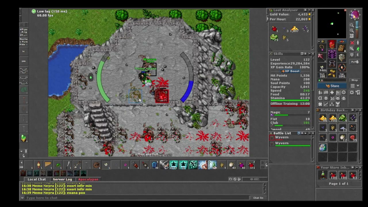 Wyvern Hunt + Loot + Exp, Wyvern Talisman 5000 Gps, Rapid Respawn, con Pipo Filippo Olsen, Tibia CR.
