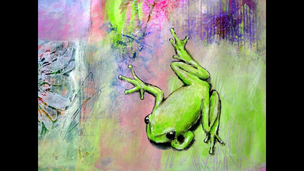 Acryl Transfertechnik  mit Folie  -  Acrylic transfer technique with plastic wrap