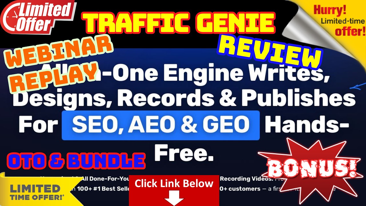 Traffic Genie Webinar Replay - Traffic Genie Bundle Deal Review - 5 OTOs and Best Bonus
