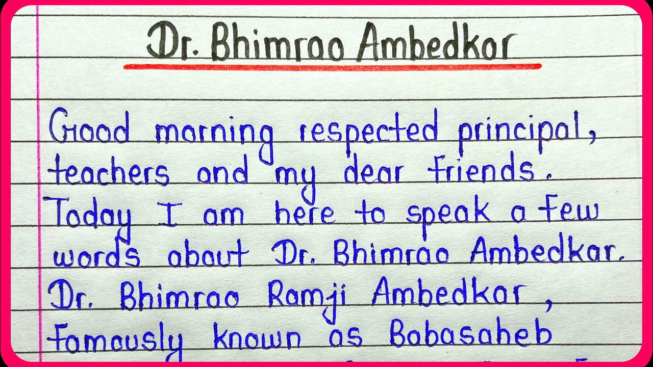 Speech on Dr. Babasaheb Ambedkar in english || B.R. Ambedkar speech
