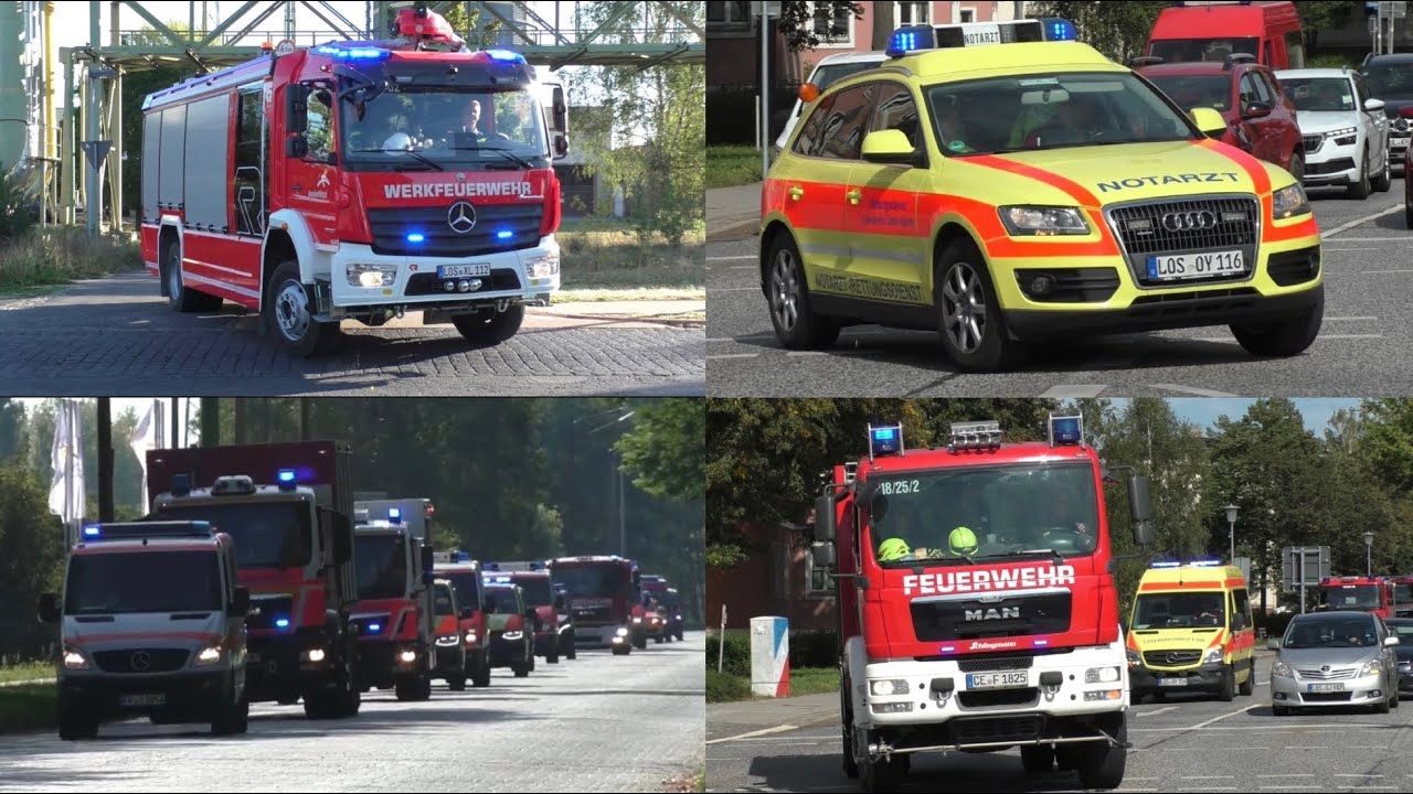 [Großbrand mit MANV bei ArcelorMittal🔥🚨] Einsatzfahrten zur Großübung in Eisenhüttenstadt