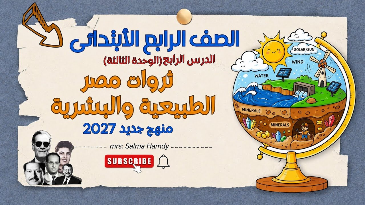 ثروات مصر الطبيعية والبشرية – الصف الرابع الابتدائي الوحدة الثالثة – الدرس الرابع | منهج جديد 2026