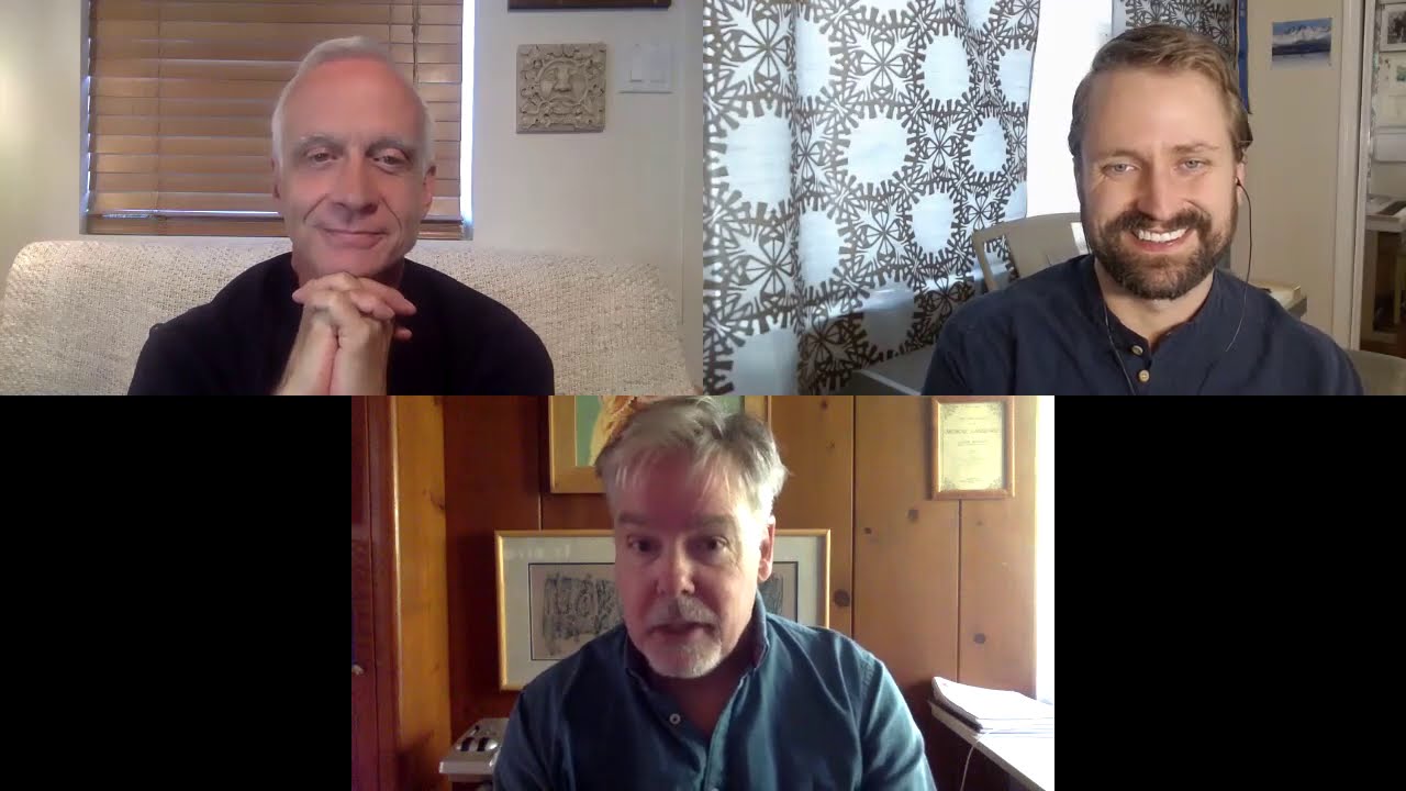 Baritone Justin Birchell talks with composer Michael Welsh and pianist Brent McMunn