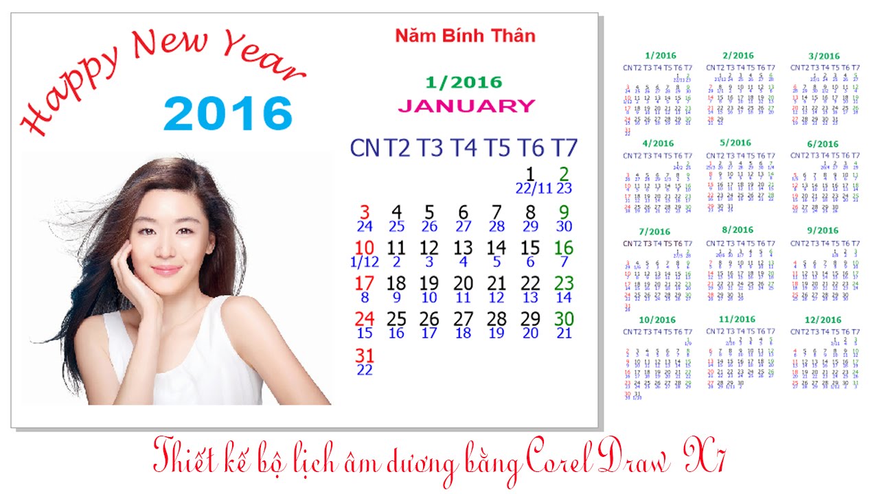 Bài 6. Thiết kế bộ Lịch Âm Dương 2016 bằng Corel Draw X7