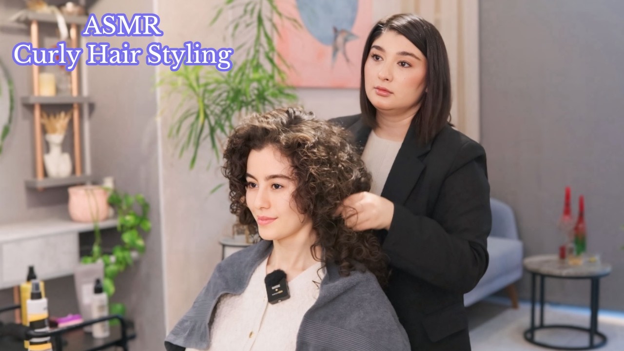Russian Celebs Makeup Artist Styled my Curls + Orange Makeup [ASMR]