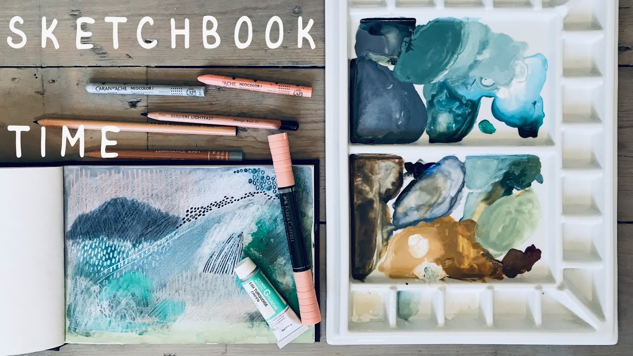 Sketchbook Time 12 ☁ Play and experiment with me! ◑ Layering gouache + mixed media (no music)