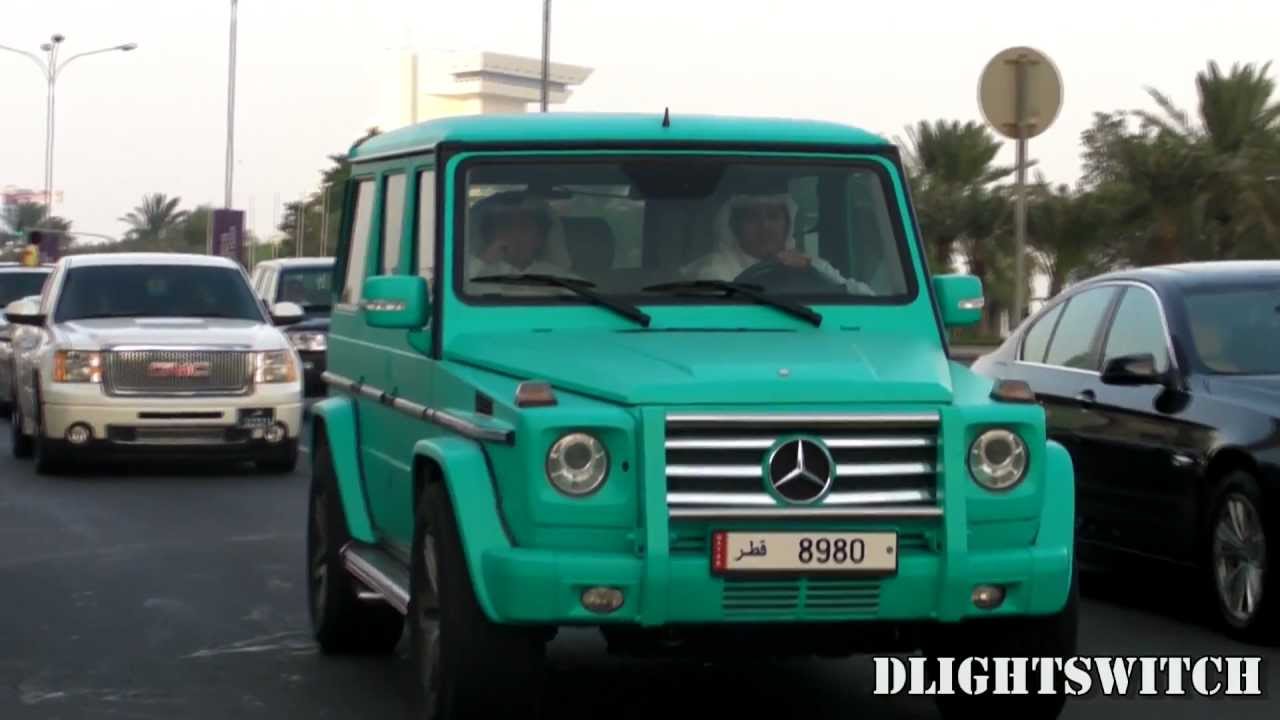 Colourful cars on the Corniche in Qatar! Lamborghini, C63, SLS & More