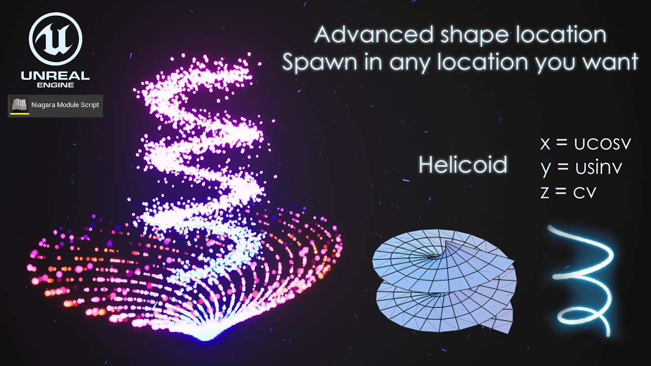 Unreal Engine 5 Niagara - create your own shape location. Spiral spawn Location, scratch pad.