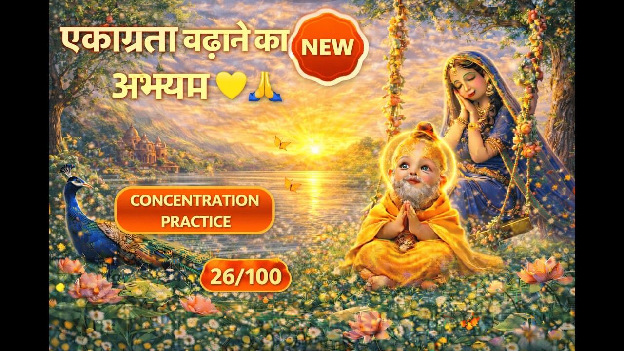 एकाग्रता बढ़ाने का अभ्यास 💛 🙏 | Non-Stop 30 मिनट राधे नाम जप | Day 26/100