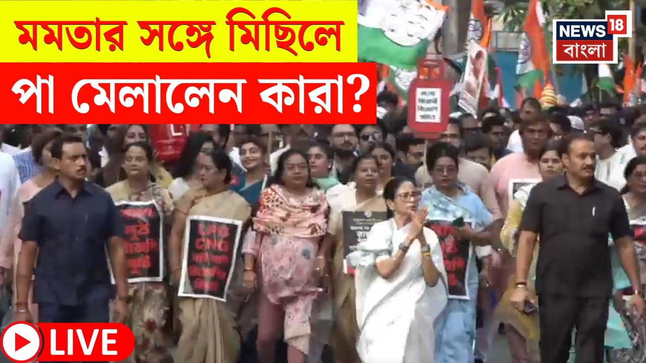 Mamata Banerjee LIVE | গ্যাসের লাইনে হয়রানির অভিযোগে পথে মমতা, সঙ্গে কারা? |TMC Protest |Bangla News