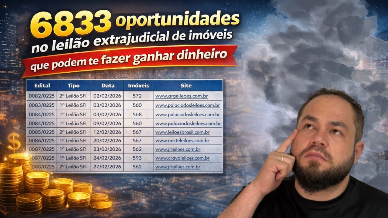 6.833 OPORTUNIDADES no LEILÃO EXTRAJUDICIAL que podem te fazer GANHAR DINHEIRO