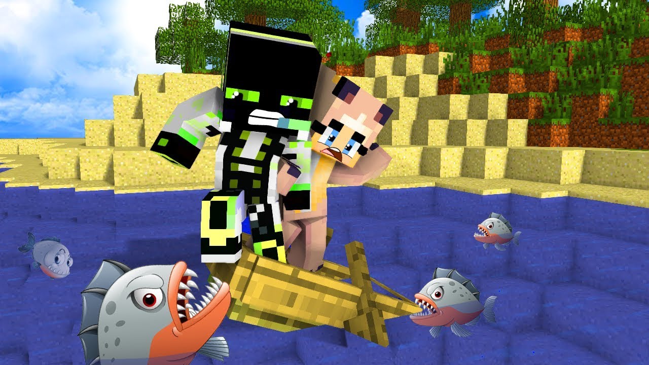 ROMAN UND ICH WERDEN VON PIRANHAS GEJAGT! Minecraft [Deutsch/HD]