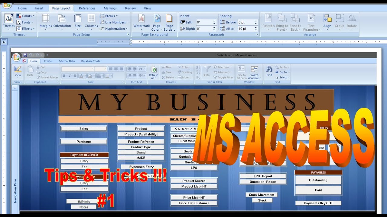 How to use MS ACCESS for Business (Tips, Tricks, Techniques)