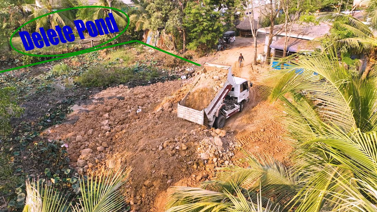 Start Up New Landfill Project Powerful And Skill Dozer and Dump Trucks Working